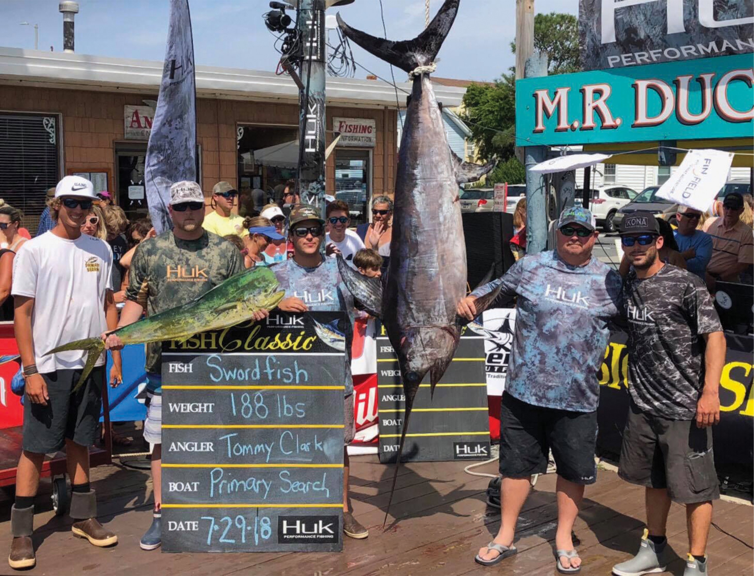Primary Search crew weighing 188 lbs swordfish in Ocean City, Maryland Capt. Austin Ensor