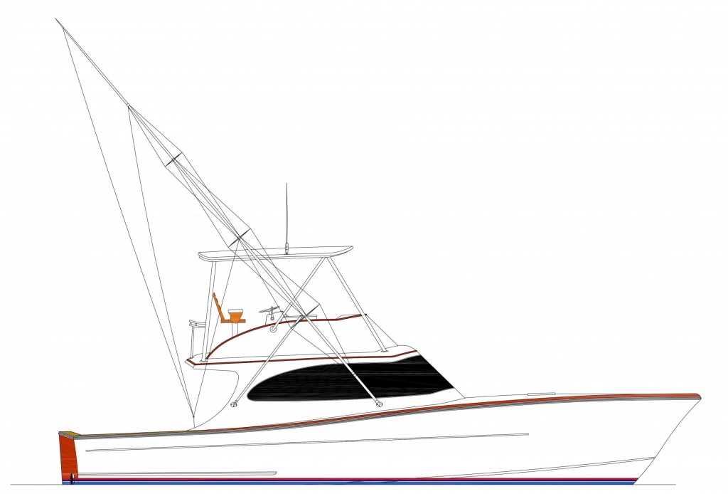42 Release Boatworks Flybridge Profile Line Drawing scaled