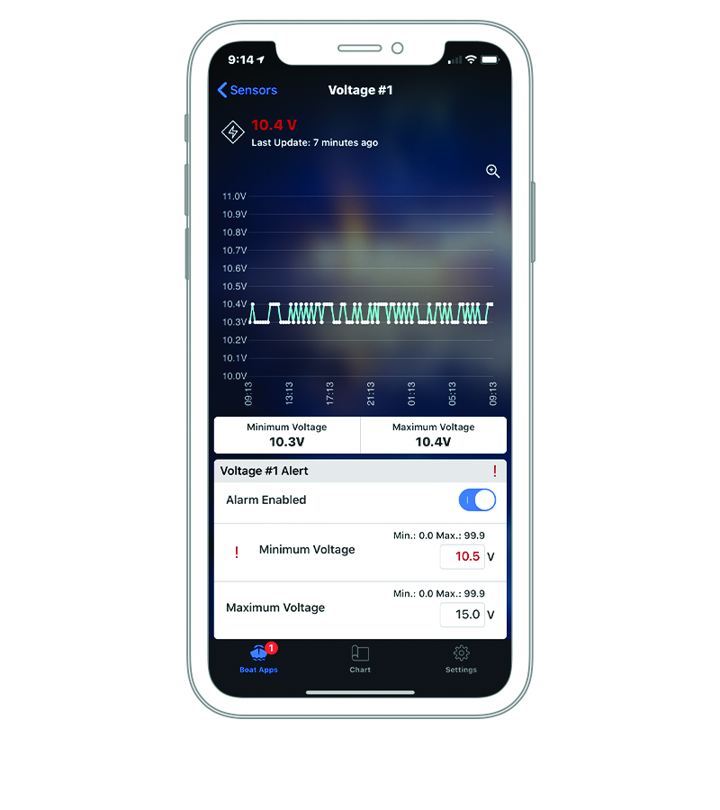 A smartphone with the ActiveCaptain mobile app open.